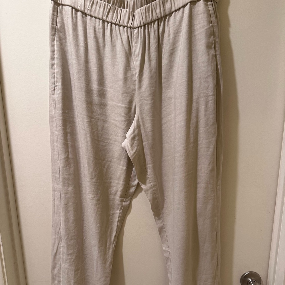J Jill Linen  Women’s Linen Pants  Leg Drawstring Pull On Casual Beach